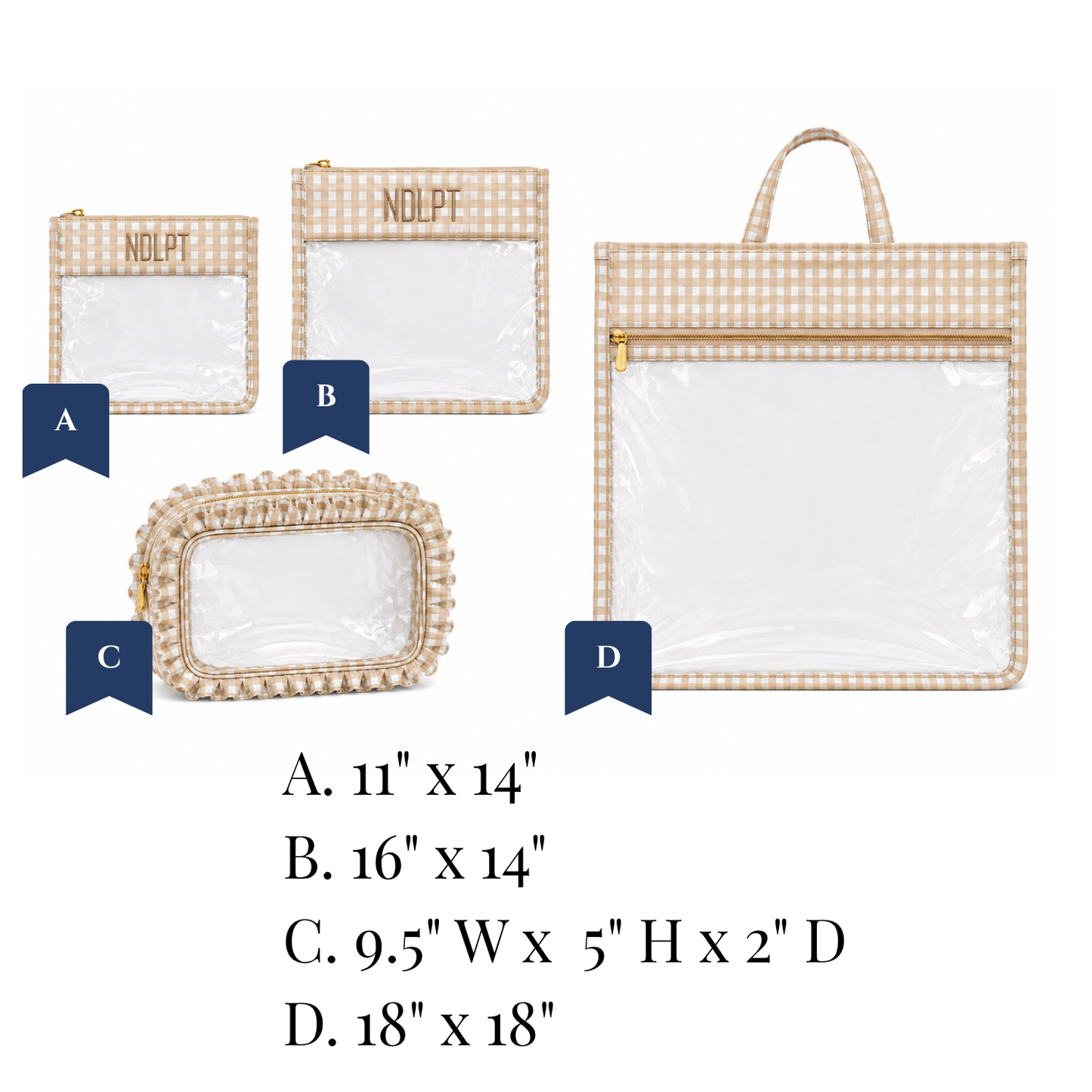 Nylon & PVC Bags - Tan Gingham - Pre-Order ETA September