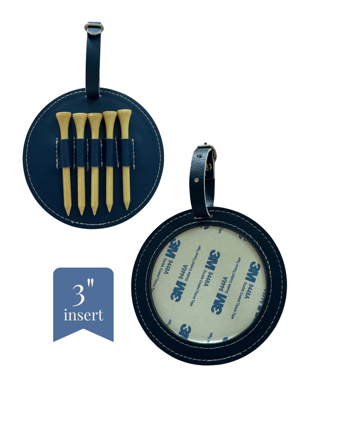 Mystery Monday - Golf Bag Tag - Navy - PU Leather - 3" Insert - ETA August